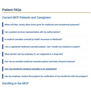 NJ Medical cannabis program frequently asked questions