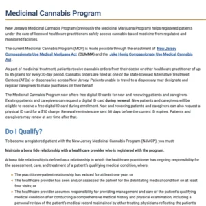 Link to a NJ web page that details steps to take for a nj medical cannabis card
